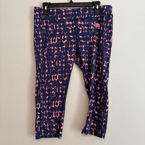North Face Capri Leggings Large Purple Pink Pattern Workout‎ Pants Crop Active